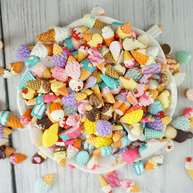 리리아트 디저트 도넛 쿠키 데코덴 혼합 파츠 시리즈 100개, 아이스크림, 1세트