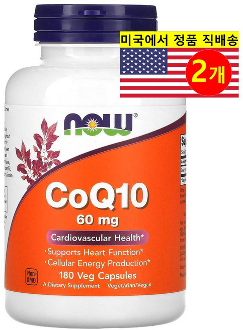 나우푸드 코엔자임큐텐 CoQ10 유비퀴논 60mg 180베지캡슐 2팩, 상품선택, 2개, 180정