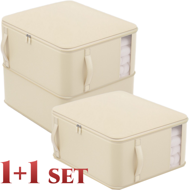 라앤모 숨쉬는 초대형 이불압축파우치, 2개, 버터크림