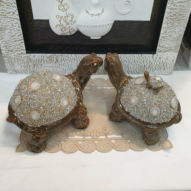 시떼몰 풍수 거북이 장식품 세트 재물운 장수 거북 도자기 소품 개업 집들이 선물