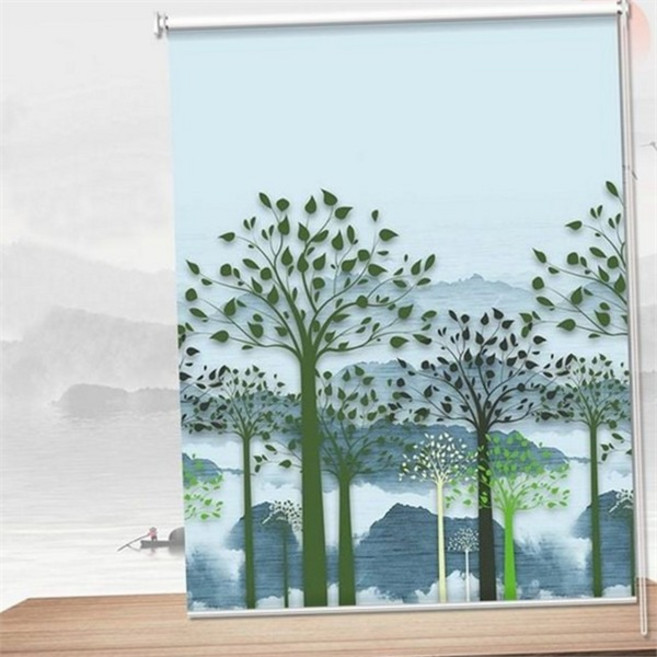 그림 롤 스크린 190cmx200cm 풍경화 블라인드 나무 나무그림 롤 스크린 작은방 가리개 암막 창문 전원주택