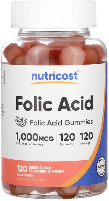 Nutricost 엽산 구미젤리 베리 혼합물 1000mcg 구미젤리 120개, Nutricost엽산구미젤리베리혼합물1000mcg구미젤, 1개, 120정 - 쿠팡