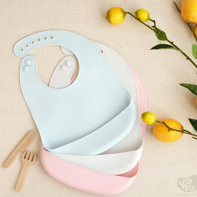 사이즈조절 실리콘 턱받이 유아필수템 자기주도이유식 목수건 띠침받이, 1개, 1매, 그레이