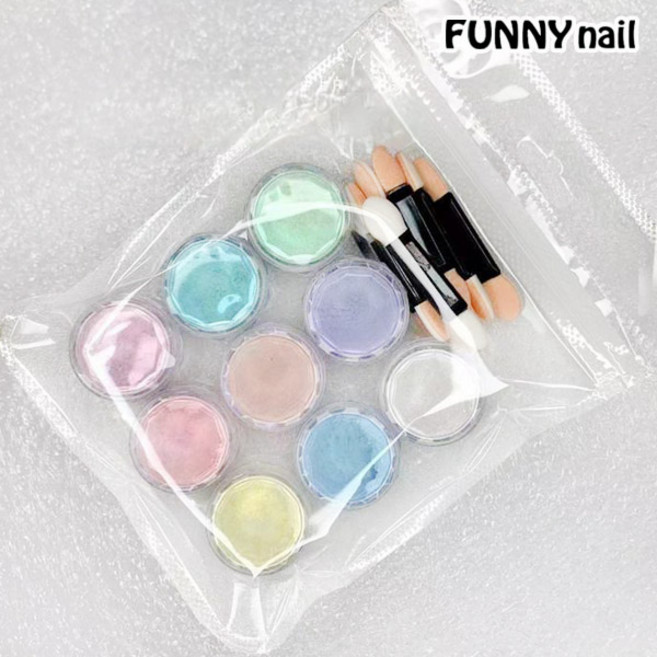 [퍼니네일] 9색 우루우루 네일파우더세트 유리네일 미러파우더 미러네일 네일글리터 네일아트, 1개, 9색 네일파우더 - 03