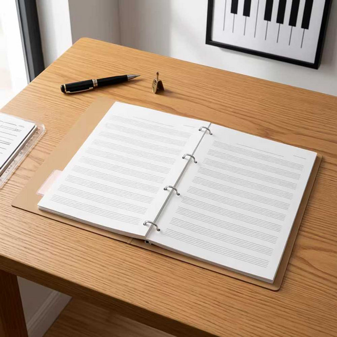 악보 공책 기타 연습 교육 오선 오선지 속지 A4 2mm 12줄 5선보 악보 속지 100매, 와이드 오선보 속지 100매