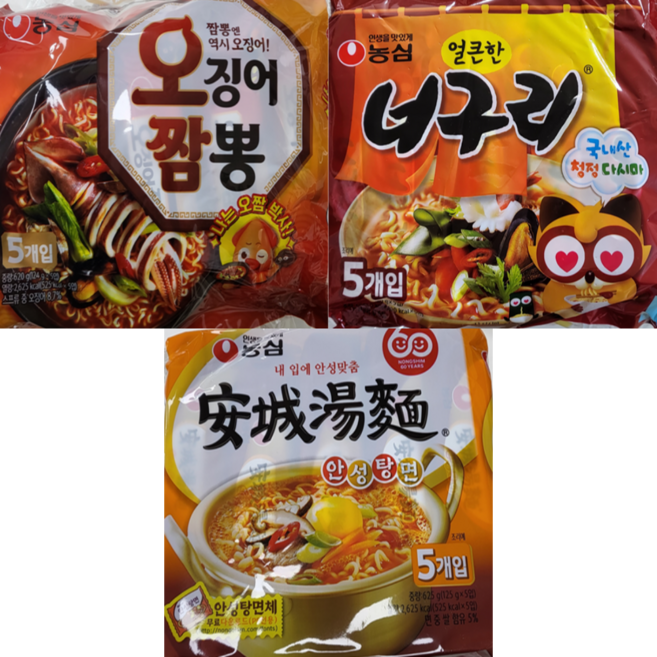 농심라면 3종세트 오징어짬뽕10개 너구리10개 안성탕면10개 총30개, 30개