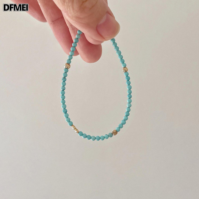 DFMEI 綠松石串珠手鍊女輕奢小衆簡約高級感新中式手鍊