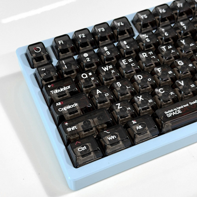 투명 한글키캡 크리스탈 투명 블랙 클리어 CBSA 프로파일 기계식키보드 키캡, 투명블랙 한글, CBSA키캡, 제조사축