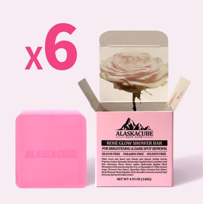 알래스카큐브 로즈글로우 퍼퓸 샤워바, 6개입, 140g - 쿠팡
