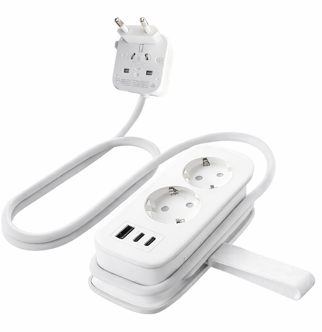 이쏘코리아 2500W 초고속 여행용 멀티탭 어댑터 2구3포트, 1개