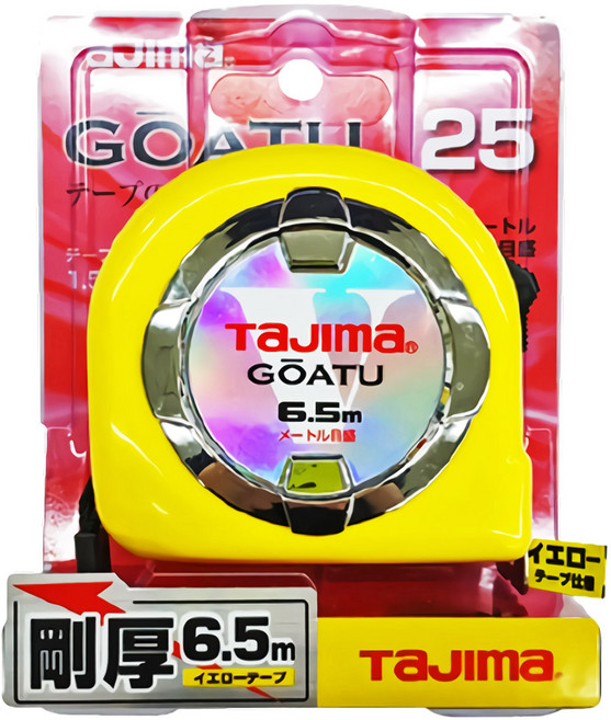 타지마 5m X 25mm 고아츠 줄자 오토락 자동 양면 눈금 측정 전문가용 목수 목공 핸디 줄자 GAL25-50, 1개