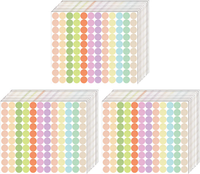 스노벨 컬러 원형 도트 스티커 13mm, 3개, S5182 혼합A형 1200pcs