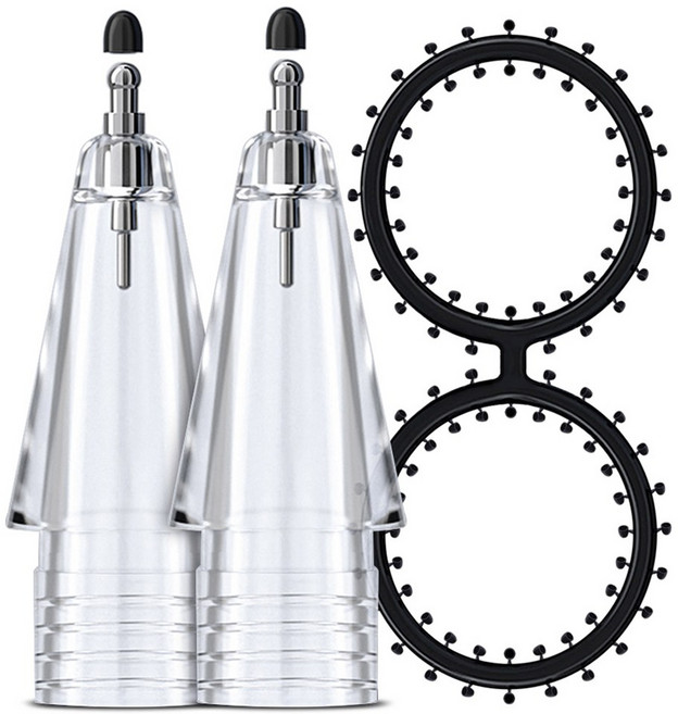 뷰씨 애플펜슬 1세대 2세대 프로 호환 메탈 펜촉 저소음 보호캡, 투명, 2세트