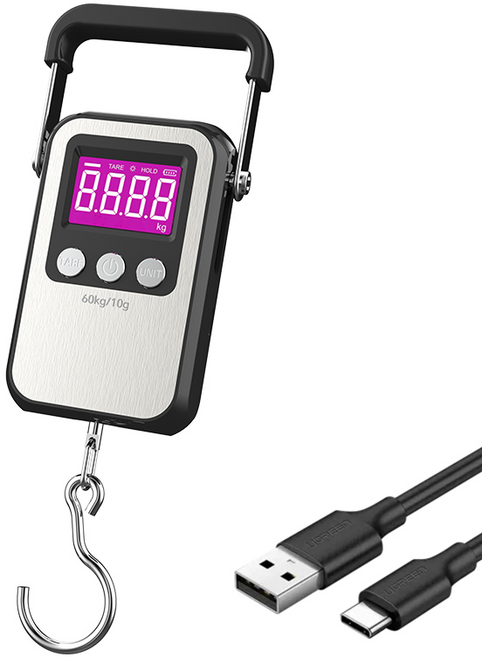Riwonas 휴대용 디지털 손저울 여행 캐리어 낚시고리 가정용 무게 측정 손저울, 1세트, MC-35/화이트 충전 식