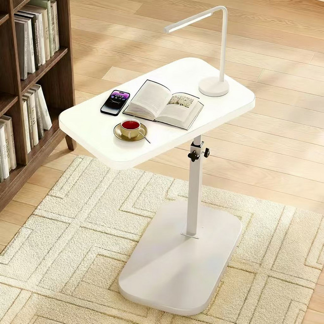 별빛 오월날 침대 식탁 쇼파 회전 높이조절 사이드테이블, 흰색