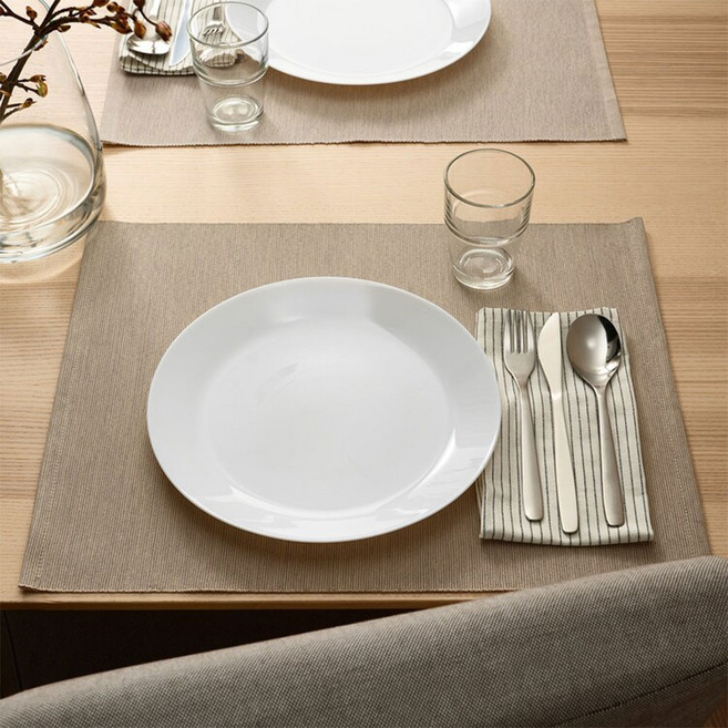 이케아 접시(25cm) 오프타스트 화이트 강화유리 플레이팅 업소용 호텔 회관접시 식기, #fff 유광 화이트, 1세트