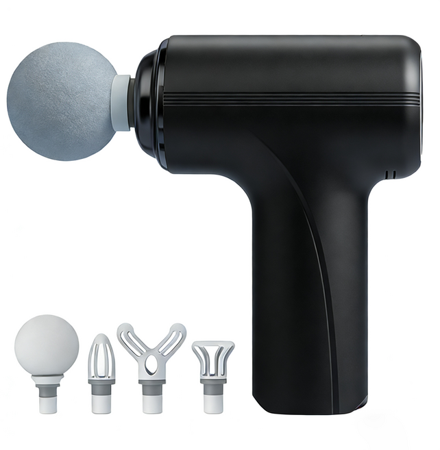 AIVK K203智能筋膜槍 筋膜按摩槍 多檔調節筋膜槍 六檔調節 健身筋膜槍 電動筋膜槍 強力震動按摩槍 按摩槍, 尊貴黑【智能6檔調節+贈4個磨頭】礼盒装