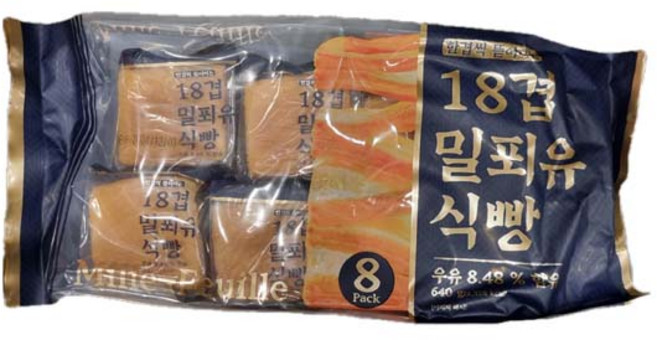 젤리젤리 18겹 밀푀유 식빵 640g (80g x 8입), 8개, 80g