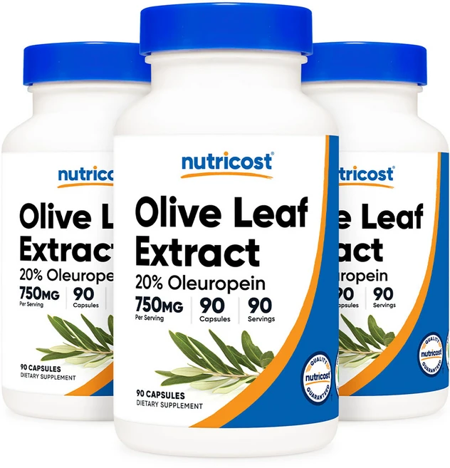 뉴트리코스트 올리브 리프 750mg 올류로핀 20% 90캡슐 3병, 3개, 90정 - 쿠팡
