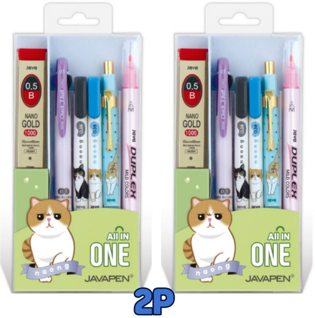 Otwo 필기구세트 자바펜 올인원 선물세트(2P), 1세트, 자바펜 나옹