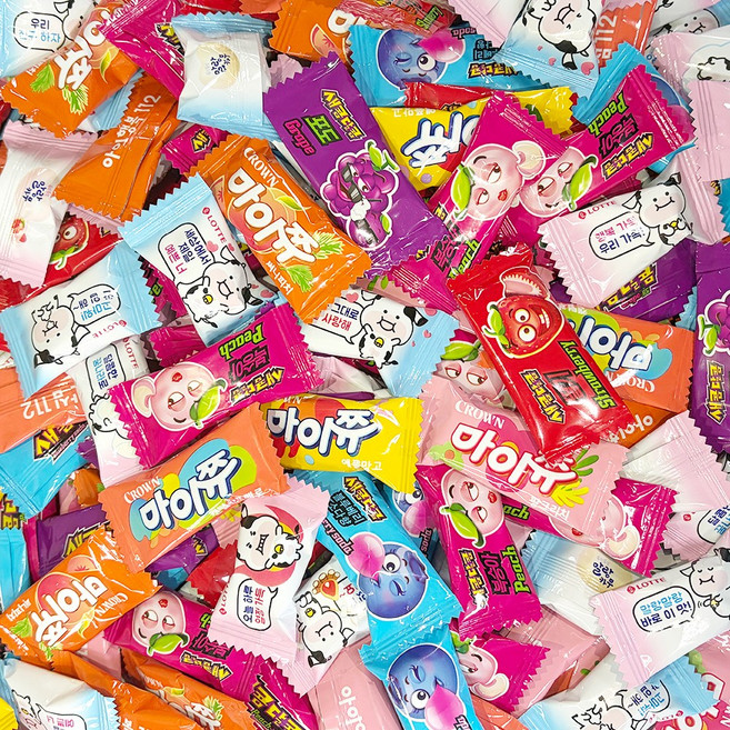 츄잉캔디 혼합 230입 세트 ( 마이쮸 켄털루프멜론 + 써니피치 + 핑크리치 + 애플망고 + 새콤달콤 포도 복숭아 + 딸기 블루베리소다 + 말랑카우 밀크 + 딸기우유 ), 230개, 4g