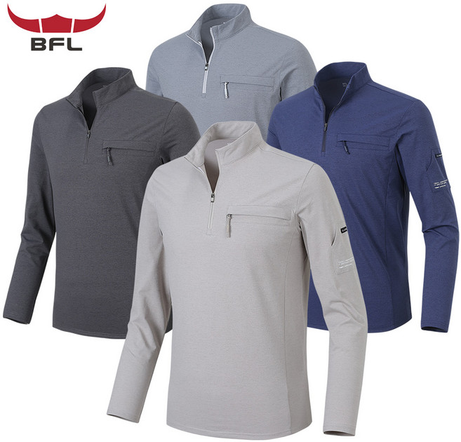 버팔로 봄 남자 스판 등산티 등산복상의 아웃도어 집업티 긴팔 티셔츠 BFL