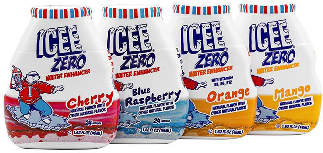 ICEE 제로칼로리 체리 블루 라즈베리 오렌지 망고 인핸서 드링크 1.62 Fl 온스 4팩, 1.62 Fl Oz (Pack of 4), 체리, 블루 라즈베리, 오렌지 및 망고, 48ml, 4개