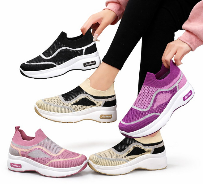 차쿠 여성 키높이 메쉬 경량 슬립온 키높이 운동화