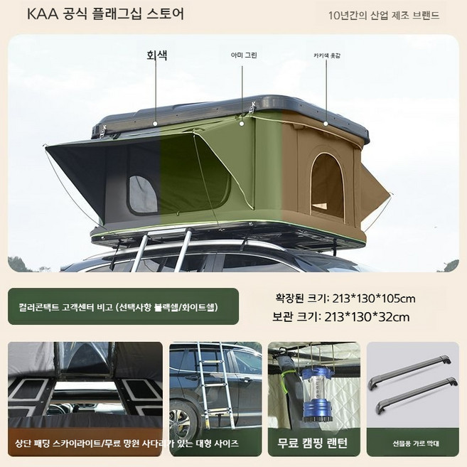 루프탑텐트 방수 전자동 접이식 자동차 SUV 오프로드 야외 캠핑, ⭐대형 스카이라이트 입구