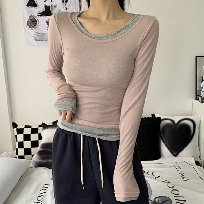 레이어드/기본템/8col 러빈 여리핏 긴팔 시스루 무지 티셔츠