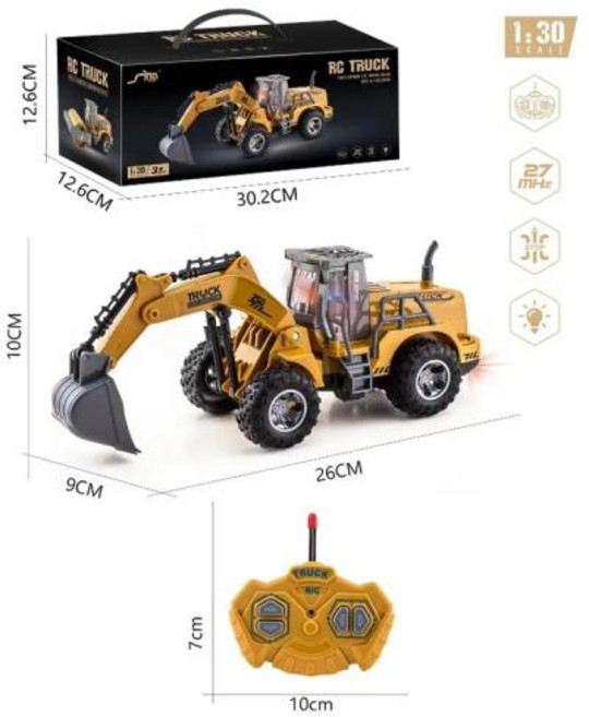 남아용 RC 자동차 장난감 트럭 1:30 휠 삽 로더 6CH 4WD 금속 리모컨 불도저 건설 차량 취미 장난감 선물, 2)Remote excavator, 1개