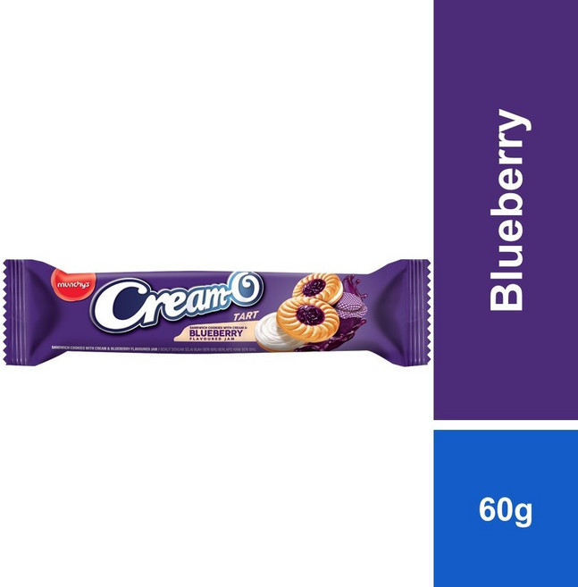 뭉키 크림-O 타르트 스낵 블루베리 Munchy's Cream-O Tart 60g x 5개(1세트), 1세트