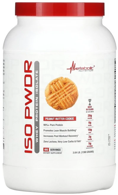 Metabolic Nutrition ISOpwdr Whey Protein Isolate Peanut Butter Cookie 3.04 lb 1 380 g, 1378 g, 1개 - 쿠팡