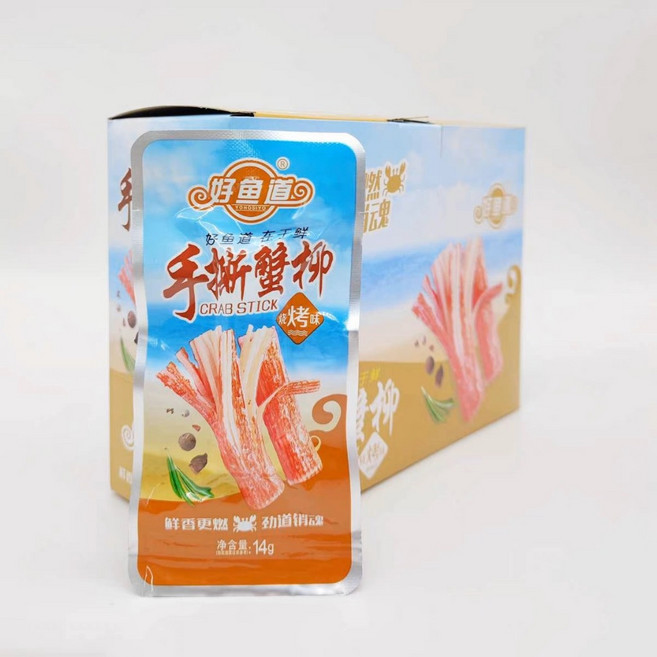 好魚道 手撕蟹柳 即食蟹棒 原味香辣燒烤 多種風味海味零食, 燒烤, 1個, 14g