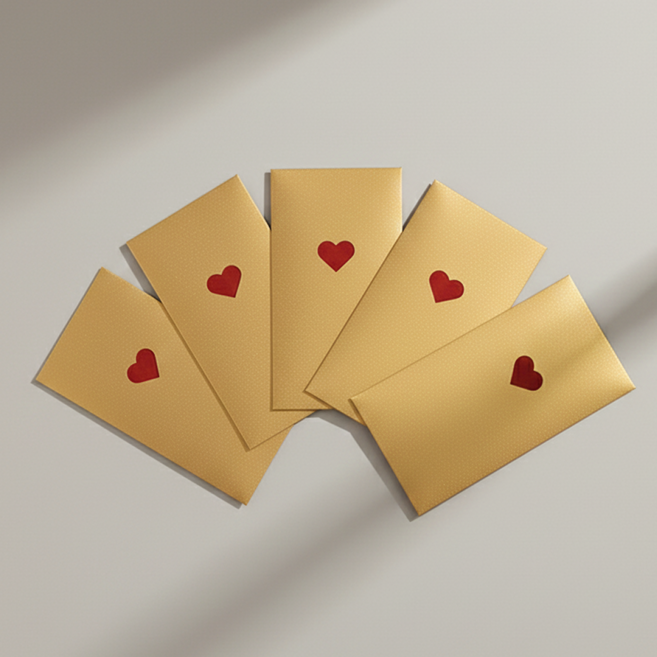 행운 복들어오는 고급 답례 용돈봉투 5개 세트, 골드