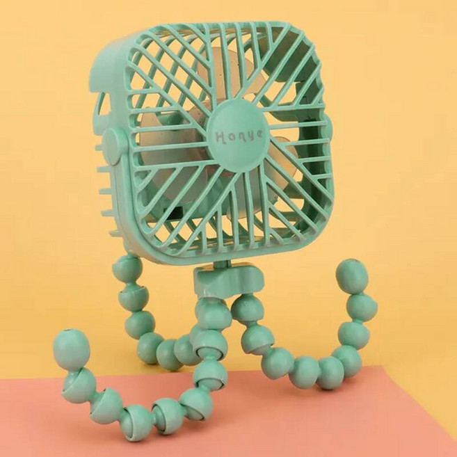 유모차 선풍기 샤오미-미니 휴대용 아기 팬 문어 모양 스탠드 조절 가능한 핸드 헬드 USB 충전 공기 냉각기 학생 야외 여행, 라이트 그레이, 1개