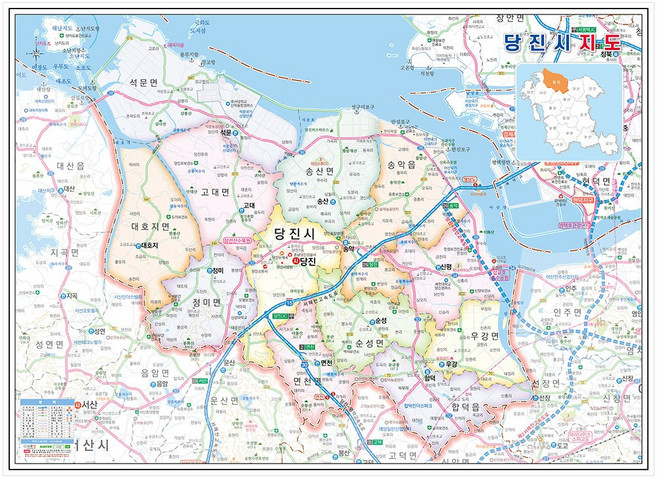 나우맵 당진시지도 코팅 - 충청남도 도로 행정 우리나라 전도