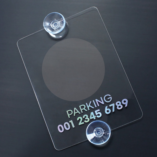 자동차 주차 차량용 전화번호 알림판 아파트스티커 부착판 PC판 흡착식, 소형-번호2줄, 홀로그램, 1개