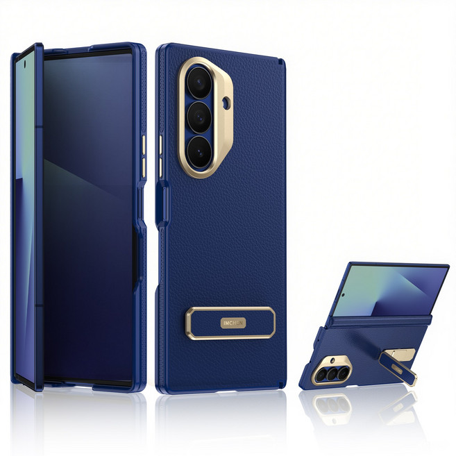 비즈니스 삼성 갤럭시 폴드 케이스 힌지보호 중축 일체형 풀커버 스탠드 달린 핸드폰 케이스 풀커버