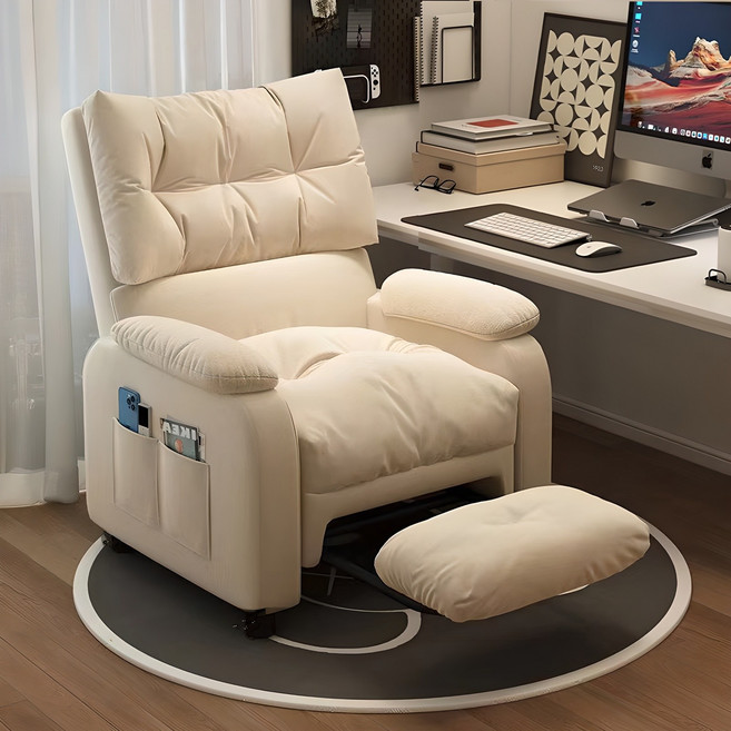 cocosily 1인용 리클라이너 쇼파 컴퓨터 의자, 슬라이딩발판형, 화이트