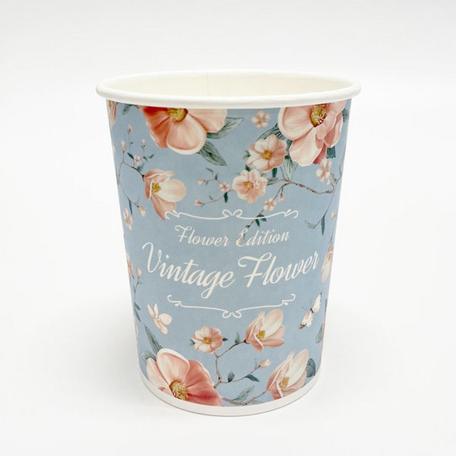 Vintage Flower 10온스 330ml 일회용 종이컵 50개, 1개