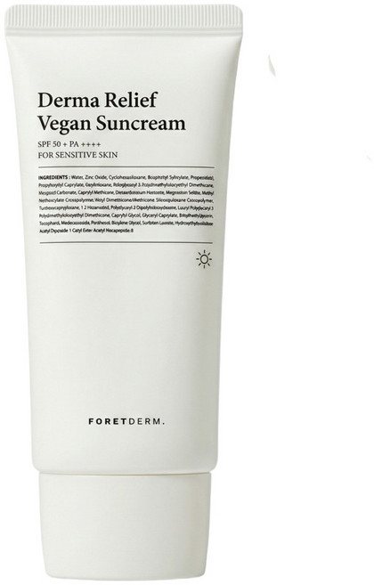 [정품] /__징크옥사이드 아세틸다이펩타이드 8FREE 포뮬라 ||| 포레덤 더마 릴리프 무향료 비건 선크림, 50ml, 2개