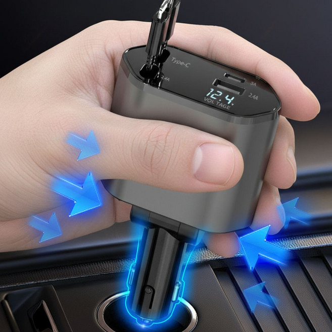 유또 동시4대충전 120W 차량용 고속 충전기, 블랙, C + C type