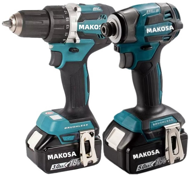 Makita DHP481RTE 18V 無刷衝擊鑽擊雙機組 台灣BSMI認證, 1套, 481電鑽副廠一電一充+箱