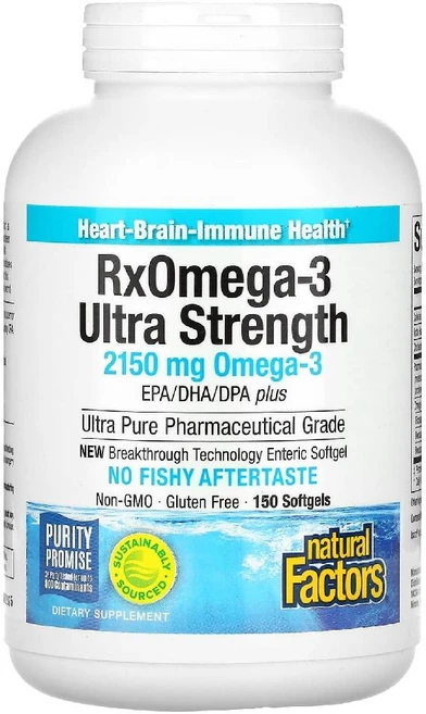 내추럴 팩터스 Rx오메가-3 울트라 스트렝스 2150mg 소프트젤 150정 - 쿠팡