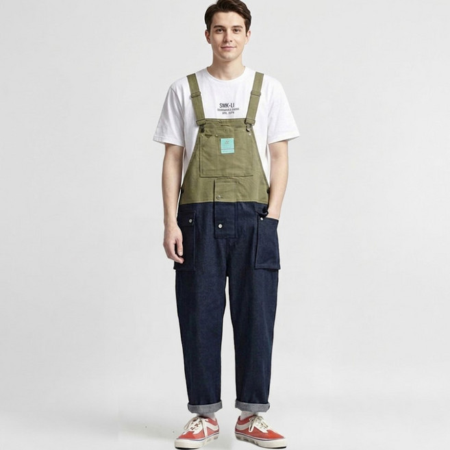 푸자오 남자 멜빵바지 작업복 점프수트 워크웨어 데님