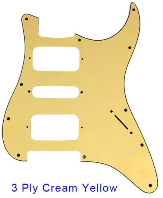 기타 미국 Mexico Fd 스트랫 11 스크류 홀 HSH 투 디럭스 험버커 싱글 St 픽가드 컨트롤 스크래치 플레이트 없음, [01] 3Ply Cream Yellow, 1개