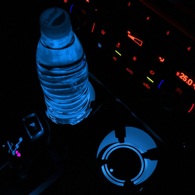 차량용 컵홀더 LED 받침대 무드등 실내 조명등 호환 용품, 1개, 블랙