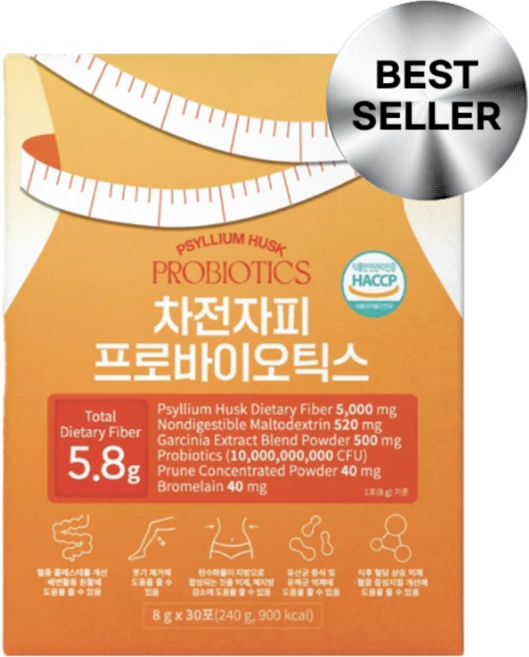 Psyllium Husk Probiotics 차전자피 식이섬유 프로바이오틱스, 8g, 30개 - 쿠팡