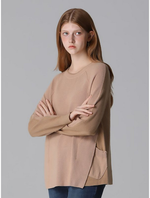 레노마레이디 사이드 포켓 라운드 니트 택가격 228000원